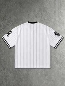 Gritte Field Kaos Basket Pria Lengan Pendek Leher V dengan Motif Garis Huruf - MultiWarna - View 2
