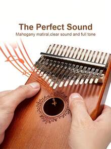 1PC 17 Key Ergonomic Kalimba Thumb Piano Mahogany Mineral Steel Material Easy Learn Play Mbira With Engraved Notes Tuning Hammer For Beginner Professional Perfect Gift Home Office Decor - Multicolor - View 3