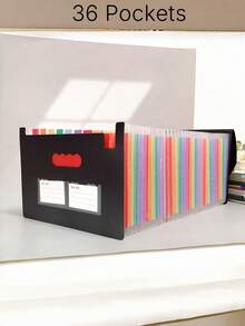 Accordion File Manager, 12/24/36 Pocket Extension Folder, Portable Monthly Paper Bill Tax Receipt Manager, A4 Letter Size File Holder With Blank Label, Color Label, A4 Letter Size. - Multicolor - View 8