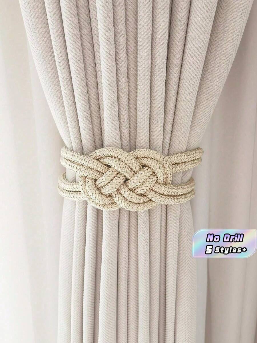 1 Fermacorda magnetico di lusso creativo senza foratura, design con nodo cinese e corda, adatto per tende spesse in camera da letto e soggiorno, idea regalo per compleanno e laurea - multicolore - Visualizzare 1