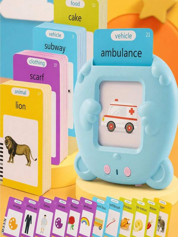 POKOJA LAND Flash Cards Learning Toy, Blue Early Education Flash Card Machine Toy, Pink Early Education Flash Card Machine Toy, English Talking Flash Cards For Kids, With 224 Basic Sight Words, Speech Training Toys,Preschool Toys For Children,Gifts For Children's Day, Christmas Season, Birthdays And Thanksgiving Day.