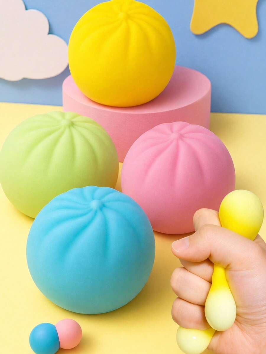 POKOJA LAND Stress Ball Set, quetschbarer Stressball, 4er Pack Quetschball für Kinder, Fidget Toy, langsam ansteigender Quetschball, Quetschspielzeug, Quetschball für Kinder zur Stressreduktion, Stressabbau, Unterhaltungssteigerung, ein tolles Geschenk für Geburtstag, nach der Schule, Feiertage. - Verschiedenfarbig - Übersicht 1