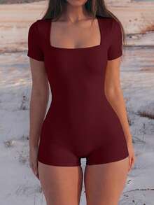 Slayform Slayform Mono de yoga sin costuras con canalé y alta elasticidad - Burdeos - Ver 1