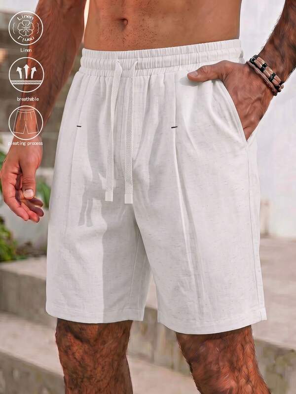 EGENSIO Short en lin pour hommes, décontracté, vacances d'été