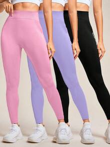 Velisys Velisys 女款字母印花無縫高彈性運動緊身褲 3件/包 - 彩色 - 查看 6