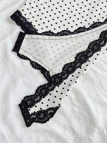 IslaSuriya 女款波點印花細肩帶棉質蕾絲飾邊背心 - 彩色 - 查看 5