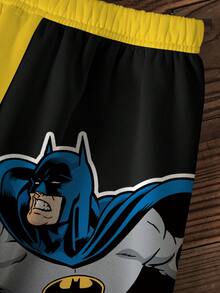 BATMAN X SHEIN 青少年男孩字母印花長袖運動衫與運動長褲休閒套裝 - 白色 - 查看 6