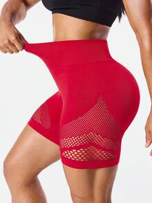SHEIN Velisys 3件組女款高腰鏤空設計運動短褲 - 彩色 - 查看 8