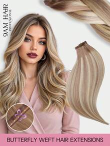 自然金blonde Balayage 蝴蝶髮束接髮 100% Remy 真人髮 不可見薄 PU 孔洞 Genius Weft 可裁剪 不糾結 輕量 縫接 微珠接髮 柔軟直髮 陽光吻痕挑染髮束 全長可選 - S8/22/8 - 查看 2
