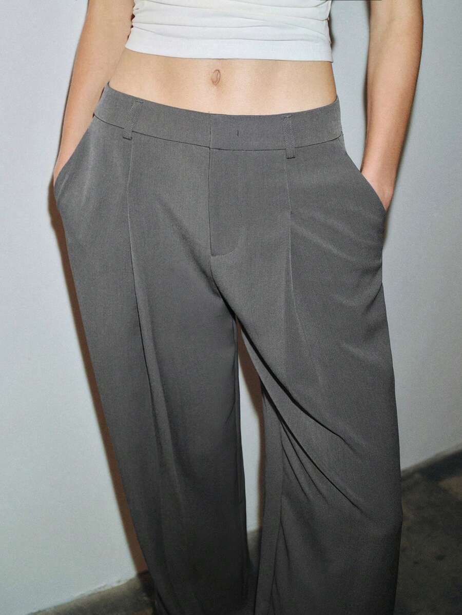 MOTF PREMIUM FRENCH STYLE MINIMALIST ANKLE LENGTH PANTS, AUTUMN/WINTER - Grey - View 1