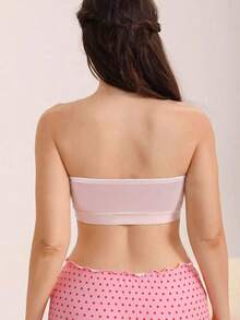 Nora Wilde 1pc Embroidered Plus Size Wireless Bra Pink Summer Sexy - Pink - View 2
