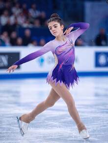 SHEIN Tween女孩水鑽印花長袖運動連身褲，紫色，適合體操、舞蹈比賽，夏季及四季皆宜 - 紫色 - 查看 3
