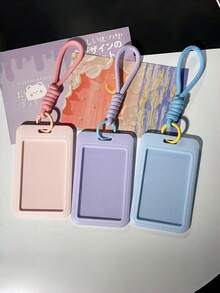 Cute Photocard Holder Keychain For Music Fans, Clear PVC Trading Card Sleeve Protector With Ring, ID Credit Badge Name Card Case For Backpack Purse Travel - Card Holder + Lanyard - View 3