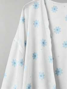 GlowEve 花卉印花披肩 夏季防曬雪紡襯衫外套 - 白色 - 查看 6