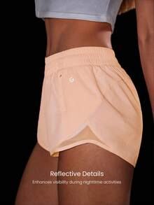 GLOWMODE 2.9" Stay Cool Quick-Dry Lightweight Zipper Pockets Reflective Strips Low Waist Active Running Shorts With Built-In Underwear Gym Workout - Orange - View 3