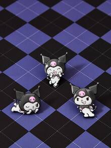 HELLO KITTY AND FRIENDS | SHEIN New Creative Cartoon Pattern Printing Brooch, IP Joint Design, Lovely Personalized, Simple And Generous, Can Also Be Used As Accessories, Suitable For - Black and White - View 1