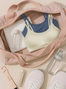 SHEIN Cheerettes 女款純色日常健身舒適運動內衣 - 彩色 - 查看 2