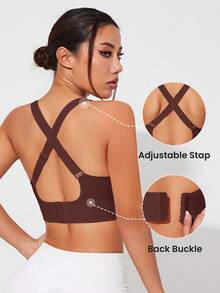 Solea Cove Solea Cove 女款素色無縫運動內衣 - 咖啡棕 - 查看 2