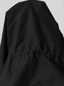 SHEIN Maternity Solid Color Zip-Up Hooded 3-In-1 Jacket Autumn /Winter Casual Office Family Vacation Beach Black - Black - View 9