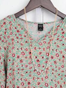 Rusticease Plus Size Patterned Midi Dress,Fall Women Clothes - Mint Green - View 4