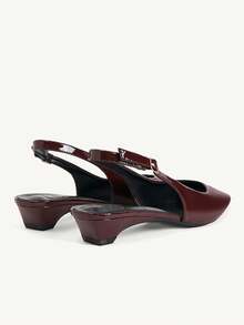 CUCCOO CHICEST Women Shoes Multi-Color Patent Leather Pointed Toe Low Heel Back Strap Sandals Light Commuter Style Four Seasons Suitable For Workplace Dating Daily - Brown - View 5