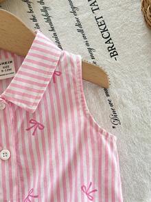 SHEIN LMoss Kids 女婴花卉印花休闲梭织衬衫，夏季 - 彩色 - 查看 3