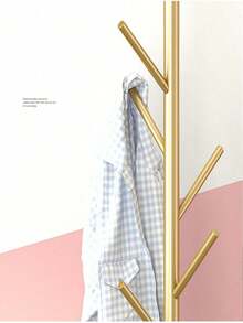 1pc Online Celebrity Ins Vertical Coat Rack Floor-To-Floor Bedroom Light Luxury Simple Home Room Modern Rod Nordic Clothes Hanger - Gold - View 6