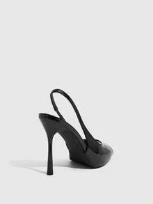 CUCCOO SZL Spring And Summer New Square Toe Rear Strap Stiletto Temperament Commuter Sandals - Black - View 3