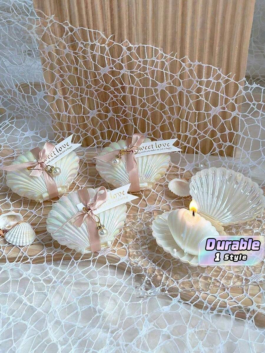 VICKYO 10-Piece Shell Candle Gift Set, Including Shell-Scented Candles, A Shell Gift Box, And Pink Ribbon Tags, Is The Perfect Gift For Weddings, Bridal Showers, And Beach Parties. - 10Pcs - View 1