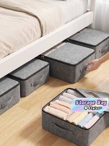 Foldable Underbed Storage Bags With Zipper, 4 Sizes Available (M/L/XL/XXL), Under Bed Organizer For Clothes, Blankets, Comforters, Duvets, Bedding, Seasonal Clothing Storage - Multicolor - View 3
