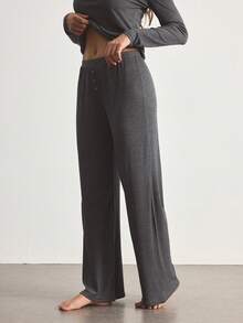 Ocili Wool Comfortable Minimalist Basic Long Pants Draping Women's Loungewear Bottoms Lounge Dark Grey Autumn - Dark Grey - View 4