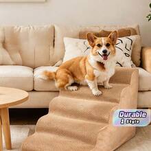 1pc Beige Pet Stairs With Anti-Slip Bottom, Soft , Removable & Washable, Suitable For Injured Or Elderly Dogs, And Pets With Joint Pain - Beige - View 5