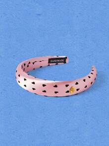 Popjeli 2 piezas Diadema de satén con estampado de amor, rosa y negro, versátil para uso diario - Multicolor - Ver 12