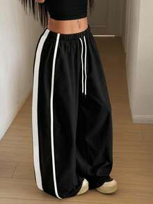 Maweii Plus Size Women's Drawstring Leg Casual Pants Fall - Black - View 1