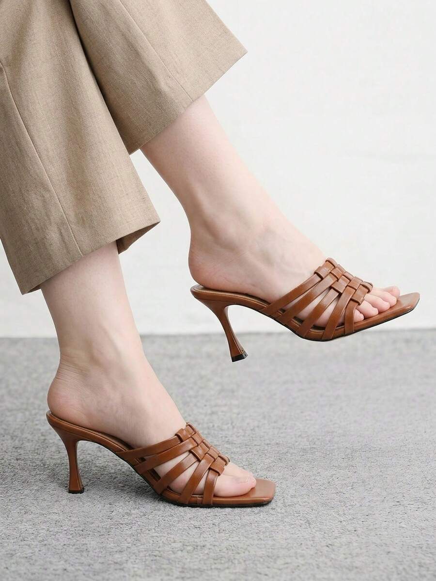 CUCCOO BIZCHIC Simple And Generous, Fashionable And Versatile, Casual Workplace Commuter Women's High-Heeled Sandals - Brown - View 1
