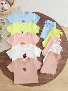 SHEIN Playful Pals 5件組幼兒女嬰女寶 - 彩色 - 查看 1