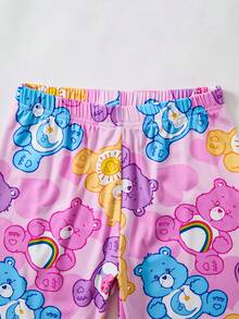 SHEIN X Care Bears Tween Girl Short Sleeve Top And Shorts Loungewear - Multicolor - View 7
