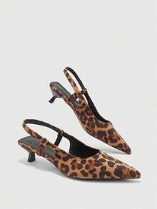 CUCCOO BIZCHIC French Pointed Slouchy Wind Suede Leopard Print Rear Empty Sandals Women's Summer New Outer Wear Kitten And Commuter Date - leopard print - View 9