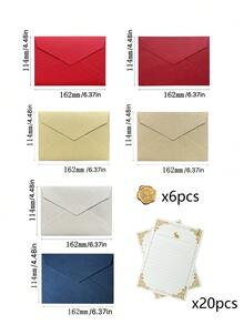 Linen-Textured Envelope And Stationery Set, Vintage-Style Letters, Invitations, Postcards, Wax Seal Envelopes, Writing Papers, Exquisite Gifts, For Writing To Loved Ones, Multiple Colors Available - Multicolor - View 17
