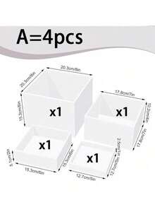 3/4/6Pcs White/Transparent Acrylic Buffet Food Stands, 5-Sided Hollow Bottom Multi-Functional Display Risers For Brunch, Buffet, Wedding And Party Decor (Please Carefully Select The Correct Set; The Product Has Detailed Size Markings) - White - View 16