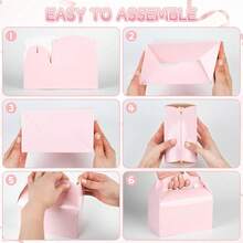 10PCS Portable Gift Boxes, Wedding Cake Boxes, Birthday Baby Shower Party Favor Boxes, Creative Candy Chocolate Paper Boxes - pink - View 5