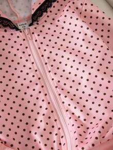 SHEIN 女童波點印花長袖拉鍊連帽運動衫 - 彩色 - 查看 10
