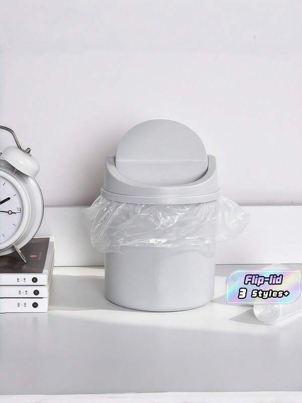 Small Trash Can With Flip Lid – Desktop Garbage Bin, Odor-Proof, Plastic Wastebasket For Office, Bathroom, Coffee Table, Home