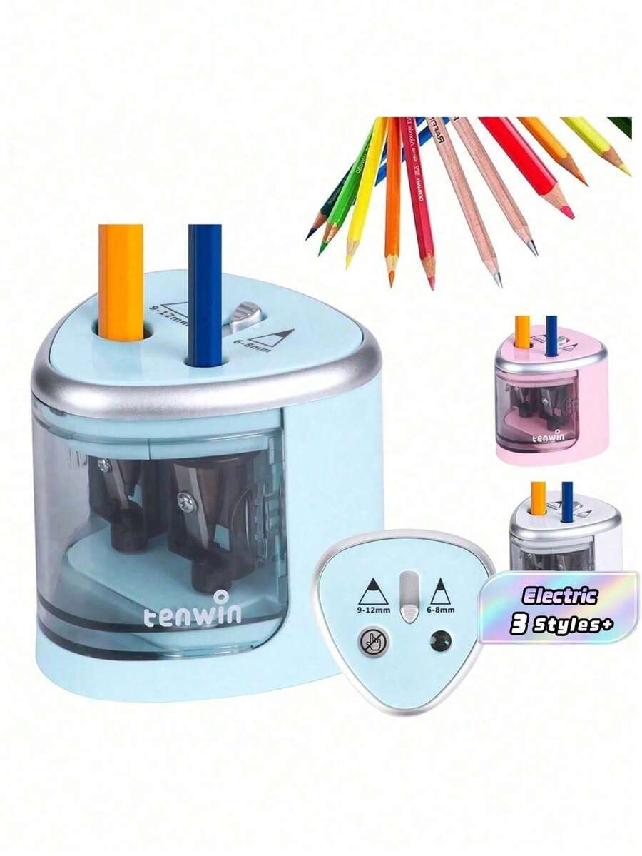 1pc Double Hole Pencil Sharpener For 6-12mm Pencils Student Office Pencil Sharpener Supplies Students,Electric Pencil Sharpener Available In Three Colors - multicolor - View 1