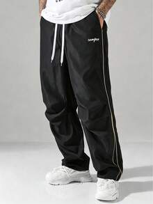 Manfinity Hypemode Men's Street Collegiate Style Pants, Fall - Black - View 6