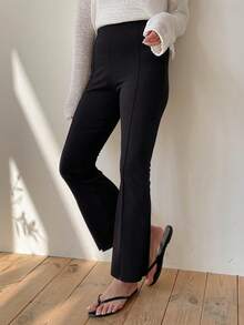 Dazy Tall Women's Slim Fit Base Layer Elegant Ankle-Length Pants With Side Slit Fall - Black - View 7