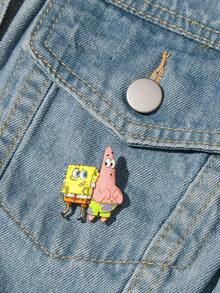 SpongeBob SquarePants | SHEIN Bros Cetak Motif Hewan Kartun Aneka Warna Kreatif Terbaru, Desain Kolaborasi IP, Lucu dan Personal, Sederhana dan Elegan - MultiWarna - View 2
