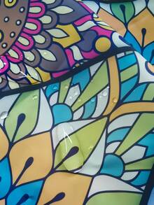 1PC Diamond Mandala Print Outdoor Picnic Mat Foldable Waterproof Sandproof Beach Mat Camping Blanket Portable Lightweight Moisture Proof Non Slip Ground Cover For Grass Sand Travel Hiking Picnic Park Festival Use With Carry Strap Home Gift - Red Violet - View 3
