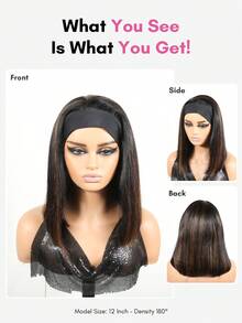 Bob Straight Headband Wig Glueless 1B/30 Ombre Color Headband Wigs For Women Put On And Go Beginner Friendly Wear And Go For Daily Use - SNATURAL/30 - View 4