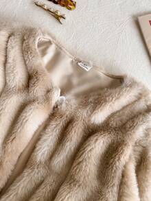 SHEIN Girls' Fashion Pink Fur Trim Vest, Elegant Casual Commuter Outerwear For Autumn/Winter - Multicolor - View 4